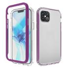 For iPhone 12 / 12 Pro Shockproof TPU Frame + Clear PC Back Case + Front PET Screen Protector(Purple) - 1