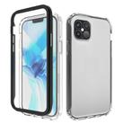 For iPhone 12 Pro Max Shockproof TPU Frame + Clear PC Back Case + Front PET Screen Protector(Black) - 1