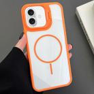 For iPhone 16 Plus PC Lens Holder MagSafe Magnetic Phone Case(Orange) - 1