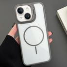 For iPhone 15 PC Lens Holder MagSafe Magnetic Phone Case(Grey) - 1