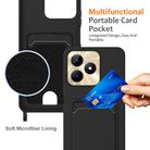 For Realme Narzo N53 4G / Note 50 4G Integrated Card Bag Solid Color Liquid Silicone Phone Case with Lanyard(Black) - 3