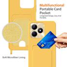 For Realme Narzo N53 4G / Note 50 4G Integrated Card Bag Solid Color Liquid Silicone Phone Case with Lanyard(Yellow) - 3