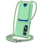 For Realme C65 4G Integrated Card Bag Solid Color Liquid Silicone Phone Case with Lanyard(Green) - 1