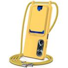 For Realme C65 4G Integrated Card Bag Solid Color Liquid Silicone Phone Case with Lanyard(Yellow) - 1