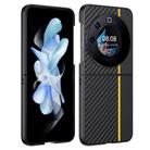 For Tecno Phantom V Flip Ultra-thin Carbon Fiber Texture Printing Phone Case(Black Yellow) - 1