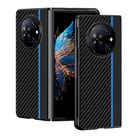 For Tecno Phantom V Fold Ultra-thin Carbon Fiber Texture Printing Phone Case(Black Blue) - 1