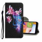 For Huawei P Smart(2020) Coloured Drawing Pattern Horizontal Flip PU Leather Case with Holder & Card Slots & Wallet & Lanyard(Three Fluorescent Butterflies) - 1