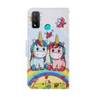 For Huawei P Smart(2020) Coloured Drawing Pattern Horizontal Flip PU Leather Case with Holder & Card Slots & Wallet & Lanyard(Couple Unicorn) - 3