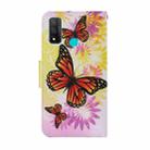 For Huawei P Smart(2020) Coloured Drawing Pattern Horizontal Flip PU Leather Case with Holder & Card Slots & Wallet & Lanyard(Chrysanthemum Butterfly) - 3