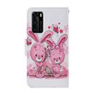 For Huawei P40 Coloured Drawing Pattern Horizontal Flip PU Leather Case with Holder & Card Slots & Wallet & Lanyard(Cute Rabbit) - 3