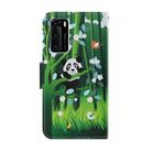For Huawei P40 Coloured Drawing Pattern Horizontal Flip PU Leather Case with Holder & Card Slots & Wallet & Lanyard(Panda) - 3