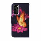 For Huawei P40 Coloured Drawing Pattern Horizontal Flip PU Leather Case with Holder & Card Slots & Wallet & Lanyard(Big Golden Butterfly) - 3