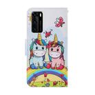 For Huawei P40 Coloured Drawing Pattern Horizontal Flip PU Leather Case with Holder & Card Slots & Wallet & Lanyard(Couple Unicorn) - 3