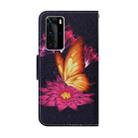 For Huawei P40 Pro Coloured Drawing Pattern Horizontal Flip PU Leather Case with Holder & Card Slots & Wallet & Lanyard(Big Golden Butterfly) - 3