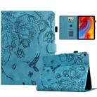 For Xiaomi Redmi Pad 2 Flowers and Bird Embossed Smart Leather Tablet Case(Light Blue) - 1