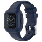 For GarminFit JR3 / Garmin Vivofit JR 3 xDfind Silver Steel Buckle Solid Color Silicone Watch Band(Dark Blue) - 1