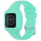 For GarminFit JR3 / Garmin Vivofit JR 3 xDfind Silver Steel Buckle Solid Color Silicone Watch Band(Teal) - 1
