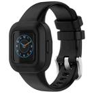 For GarminFit JR3 / Garmin Vivofit JR 3 xDfind Silver Steel Buckle Solid Color Silicone Watch Band(Black) - 1