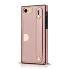 For iPhone 6 Wrist Strap PU+TPU Shockproof Protective Case with Crossbody Lanyard & Holder & Card Slot(Rose Gold) - 1
