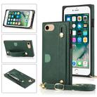 For iPhone 7 / 8 / SE 2020 Wrist Strap PU+TPU Shockproof Protective Case with Crossbody Lanyard & Holder & Card Slot(Green) - 1