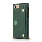 For iPhone 7 / 8 / SE 2020 Wrist Strap PU+TPU Shockproof Protective Case with Crossbody Lanyard & Holder & Card Slot(Green) - 2