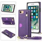 For iPhone 7 / 8 / SE 2020 Wrist Strap PU+TPU Shockproof Protective Case with Crossbody Lanyard & Holder & Card Slot(Purple) - 1