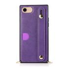 For iPhone 7 / 8 / SE 2020 Wrist Strap PU+TPU Shockproof Protective Case with Crossbody Lanyard & Holder & Card Slot(Purple) - 2