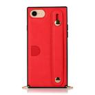 For iPhone 7 / 8 / SE 2020 Wrist Strap PU+TPU Shockproof Protective Case with Crossbody Lanyard & Holder & Card Slot(Red) - 2