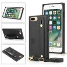 For iPhone 6 Plus Wrist Strap PU+TPU Shockproof Protective Case with Crossbody Lanyard & Holder & Card Slot(Black) - 1