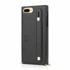 For iPhone 6 Plus Wrist Strap PU+TPU Shockproof Protective Case with Crossbody Lanyard & Holder & Card Slot(Black) - 2