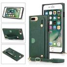 For iPhone 6 Plus Wrist Strap PU+TPU Shockproof Protective Case with Crossbody Lanyard & Holder & Card Slot(Green) - 1