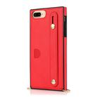 For iPhone 6 Plus Wrist Strap PU+TPU Shockproof Protective Case with Crossbody Lanyard & Holder & Card Slot(Red) - 2