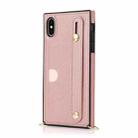 For iPhone X / XS Wrist Strap PU+TPU Shockproof Protective Case with Crossbody Lanyard & Holder & Card Slot(Rose Gold) - 2