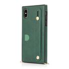 For iPhone X / XS Wrist Strap PU+TPU Shockproof Protective Case with Crossbody Lanyard & Holder & Card Slot(Green) - 1