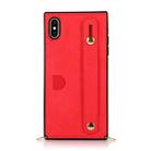 For iPhone X / XS Wrist Strap PU+TPU Shockproof Protective Case with Crossbody Lanyard & Holder & Card Slot(Red) - 1