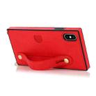 For iPhone X / XS Wrist Strap PU+TPU Shockproof Protective Case with Crossbody Lanyard & Holder & Card Slot(Red) - 2