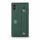 For iPhone XS Max Wrist Strap PU+TPU Shockproof Protective Case with Crossbody Lanyard & Holder & Card Slot(Green) - 3