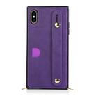 For iPhone XS Max Wrist Strap PU+TPU Shockproof Protective Case with Crossbody Lanyard & Holder & Card Slot(Purple) - 2