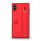 For iPhone XS Max Wrist Strap PU+TPU Shockproof Protective Case with Crossbody Lanyard & Holder & Card Slot(Red) - 2