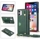For iPhone 11 Wrist Strap PU+TPU Shockproof Protective Case with Crossbody Lanyard & Holder & Card Slot(Green) - 1