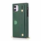 For iPhone 11 Wrist Strap PU+TPU Shockproof Protective Case with Crossbody Lanyard & Holder & Card Slot(Green) - 2