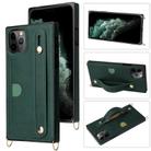 For iPhone 11 Pro Wrist Strap PU+TPU Shockproof Protective Case with Crossbody Lanyard & Holder & Card Slot(Green) - 1