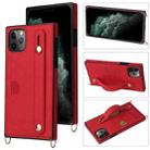 For iPhone 11 Pro Wrist Strap PU+TPU Shockproof Protective Case with Crossbody Lanyard & Holder & Card Slot(Red) - 1