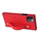 For iPhone 11 Pro Max Wrist Strap PU+TPU Shockproof Protective Case with Crossbody Lanyard & Holder & Card Slot(Red) - 2