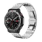 For Amazfit T-Rex 3 22mm xDfind Seven-bead Solid Stainless Steel Watch Band(Silver) - 1