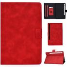 For Samsung Galaxy Tab S8 / Galaxy Tab S7 11.0 T870 Cowhide Texture Horizontal Flip Leather Case with Holder & Card Slots & Sleep / Wake-up(Red) - 1