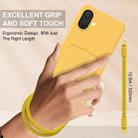 For Samsung Galaxy A07 5G Integrated Card Bag Solid Color Liquid Silicone Phone Case Gen2 with Short Lanyard(Yellow) - 3