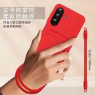 For Samsung Galaxy A26 5G Integrated Card Bag Solid Color Liquid Silicone Phone Case Gen2 with Short Lanyard(Red) - 3
