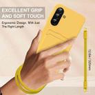 For Samsung Galaxy A36 5G / A56 5G Integrated Card Bag Solid Color Liquid Silicone Phone Case Gen2 with Short Lanyard(Yellow) - 3