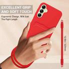 For Samsung Galaxy A14 4G / 5G Integrated Card Bag Solid Color Liquid Silicone Phone Case Gen2 with Short Lanyard(Red) - 3